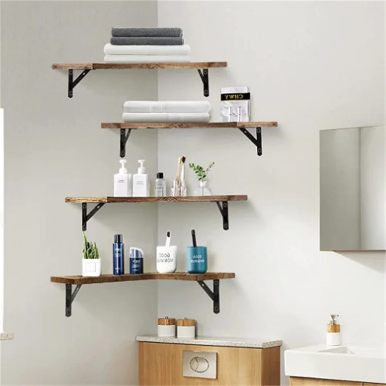 Hot sale handcrafted multifunction kitchen organizer rack wooden wall shelf