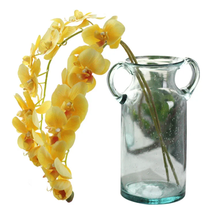 New type wholesale artificial flowers yellow PU orchid for home decorations