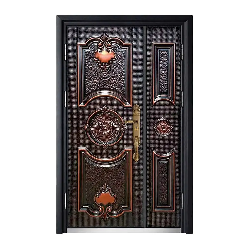 Bulletproof Entrance Casting Aluminum Modern Security Steel Door with Lock