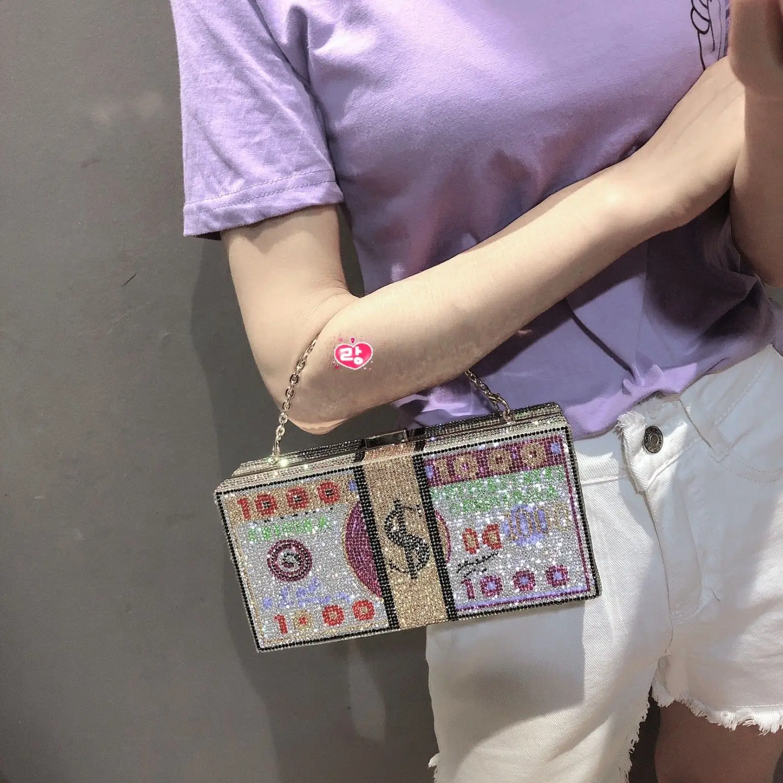 2023 Supplier Retail Luxury Rhinestone Dollar Evening Bag Ladies Clutch Bag Party