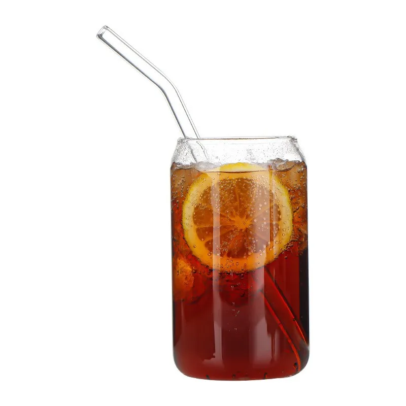 coffee juice glass cup with bamboo lid and straw manufacturers