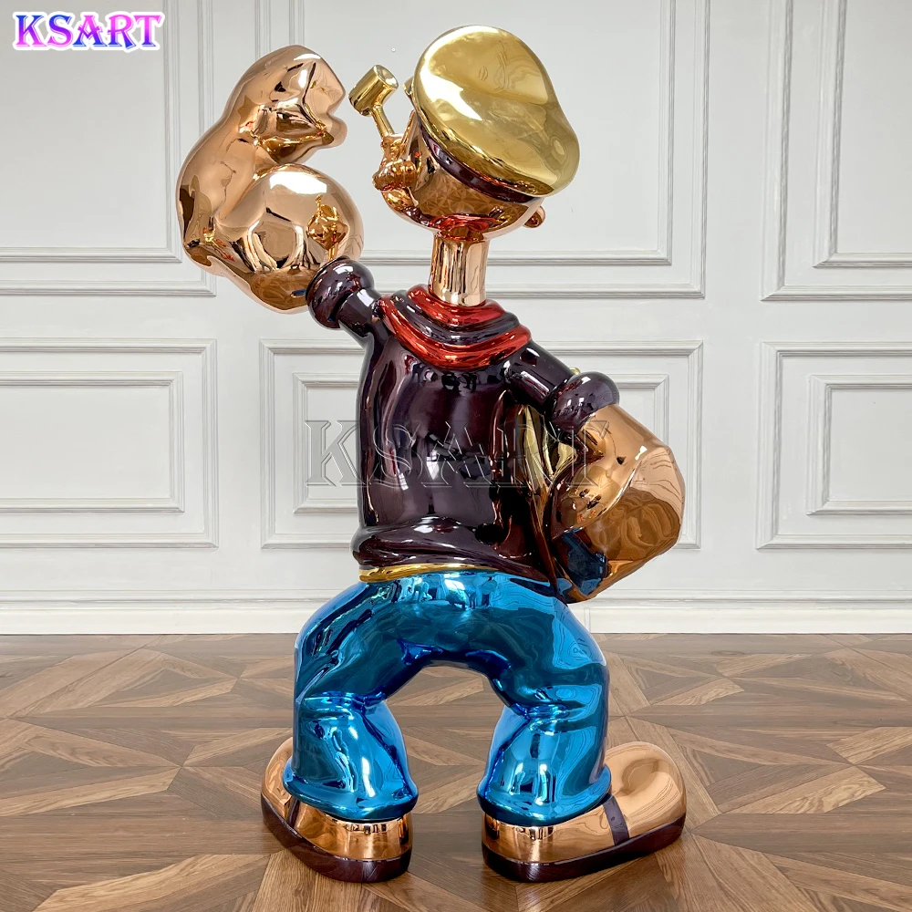 Home decoration Glass fiber Popeye sculpture Electroplated Popeye resin crafts Home decoration accessories