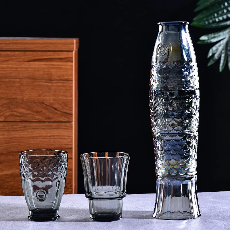Wholesale Creative Koi Fish Shape Colored Gold 4pcs Set Stackable Drinking Glasses Tumbler Coffee Water Cups