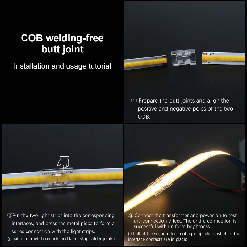 DC12v/24v strip light accessories solderless led strip light white/transparent connector smart single color/two color controller