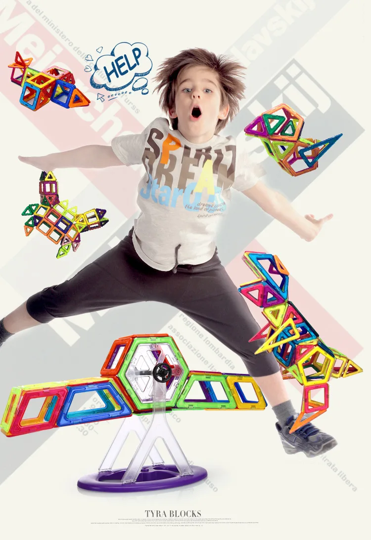 68 pcs 136pcs/set diy kids 3d educational construction magnet tiles building blocks toys sets Magnetic blocks Available