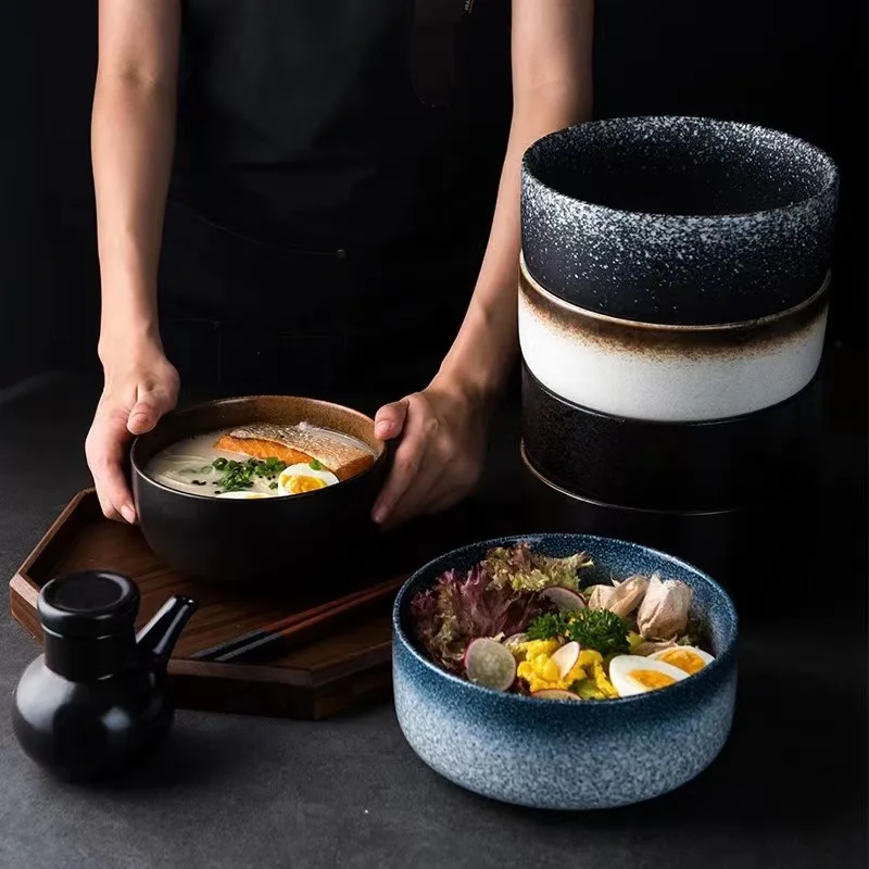 Wholesale Tableware Noodle Bowl 6.5 Inch Retro Ceramics Soup Household Large Porcelain Japanese Bouillon Cups