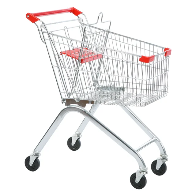 KAIJIA 60L  European style hand push foldable metal supermarket shopping cart trolley for grocery store