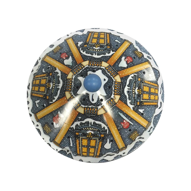 Lovely Carousel Round Shape Cartoon Image Christmas Empty Metal Package Gift Music Tin Box