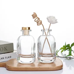 Reed Diffuser glass bottle 150ml empty Brown cork essential oil diffuser bottle supports customized self label