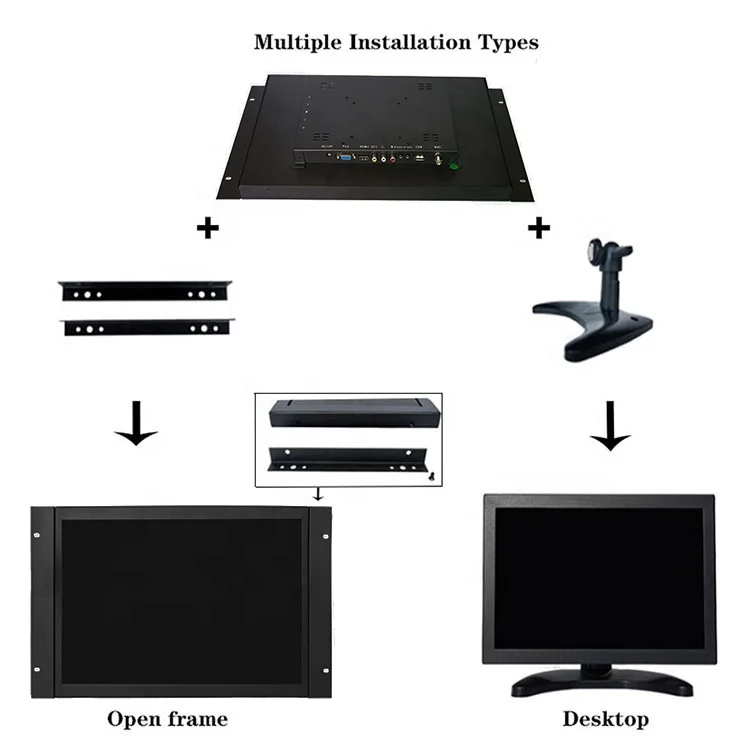 ZHIXIANDA 17.3inch open frame industrial tft  lcd monitor HD-MI BNC VGA USB AV