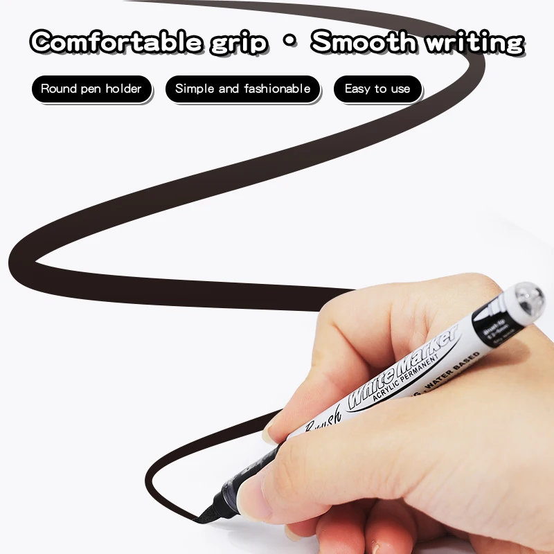 Black and White Soft Brush Tip Permanent Acrylic Paint Pens for  Drawing