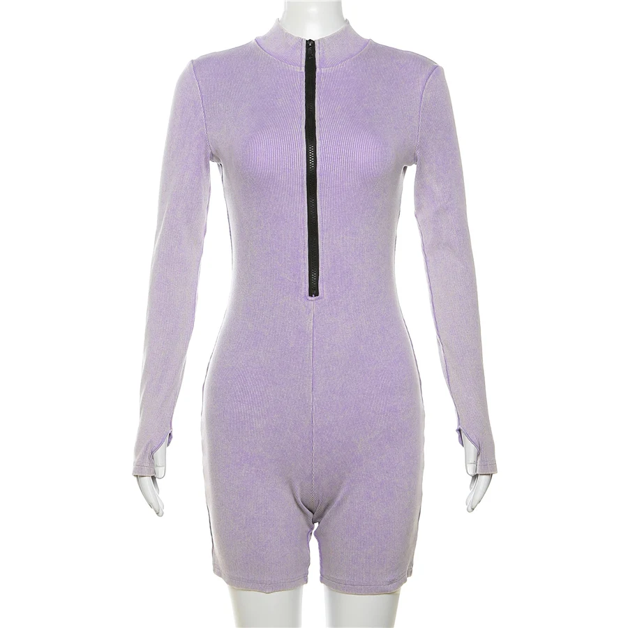 Kliou K23Q34786 Autumn Women Short Casual Pure Cotton Knitting Playsuit Girl Concise One Piece Rompers Fitness Overall Jumpsuit