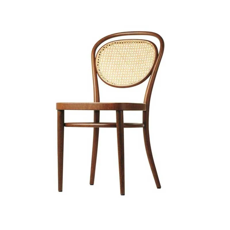 French Country Style Restaurant Garden Chair Outdoor Indoor Bistro Cafe Wooden Cane Rattan Stackable Chairs
