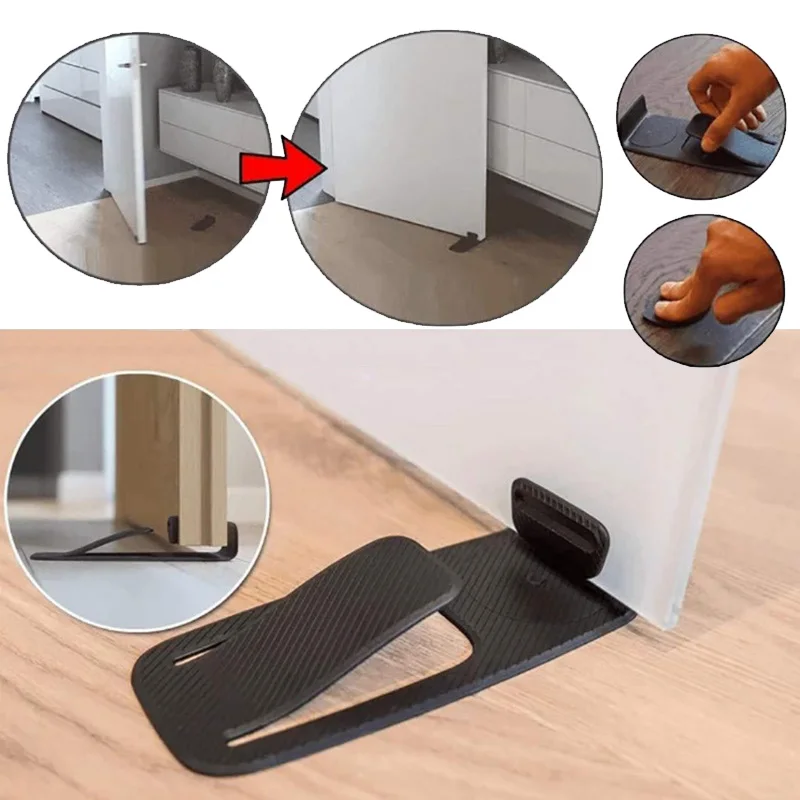 Invisible Safety Door Stop Wall Protector Multi-function Door Holder Stopper Plastic Door Wedge Holder