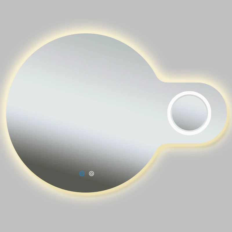 Fullkenlight large wall mounted led bathroom mirrors smart touch screen magnify bathroom mirror with light