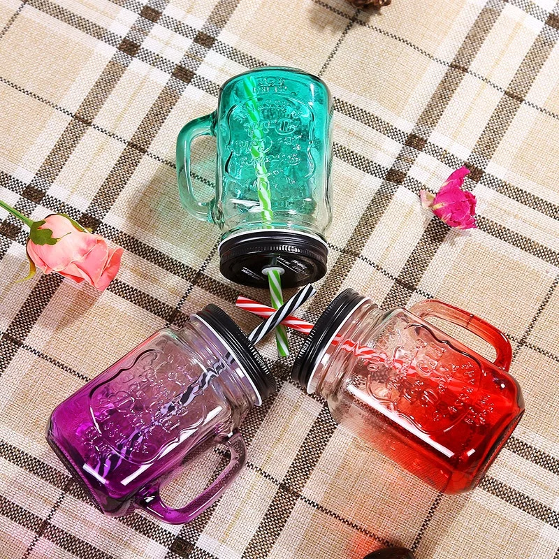 Wholesale New Mexican Style Glass Cup Clear Drinking Mug With Handle Glass Cup