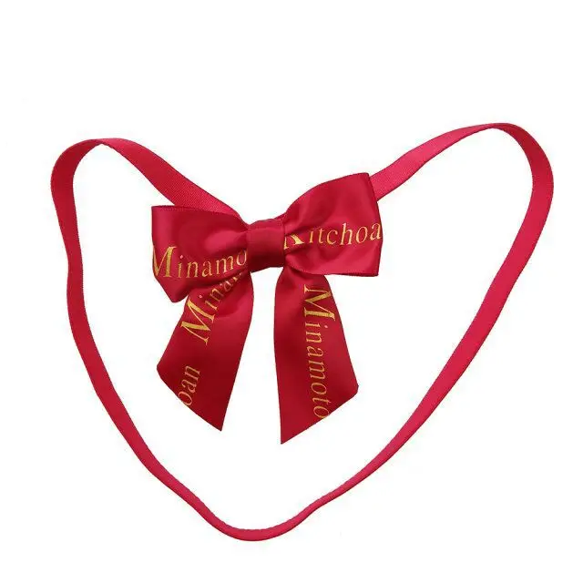 Flat pre-tied ribbon elastic bow,satin stretch loop