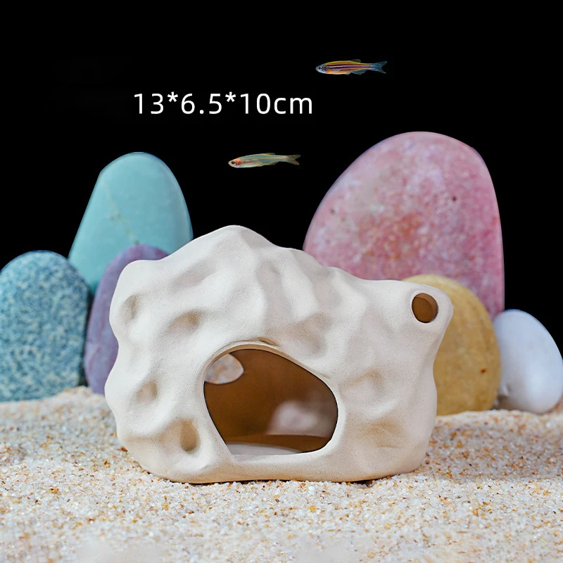 Reptile Turtle Rock Hide Ornament Rockery Hiding Decorative Climbing Terrace Tank Landscape Aquarium & Accessories Decoration