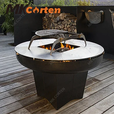 Outdoor Brasero BBQ Garden Party Stove Portable Rust Corten Steel Fire Pit Camping Flat Top Grill Basket with Cooking Plancha