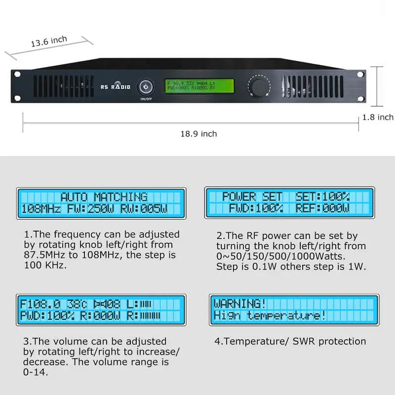 RS RADIO 100W 100 Watt Fm Transmitter For Radio Station