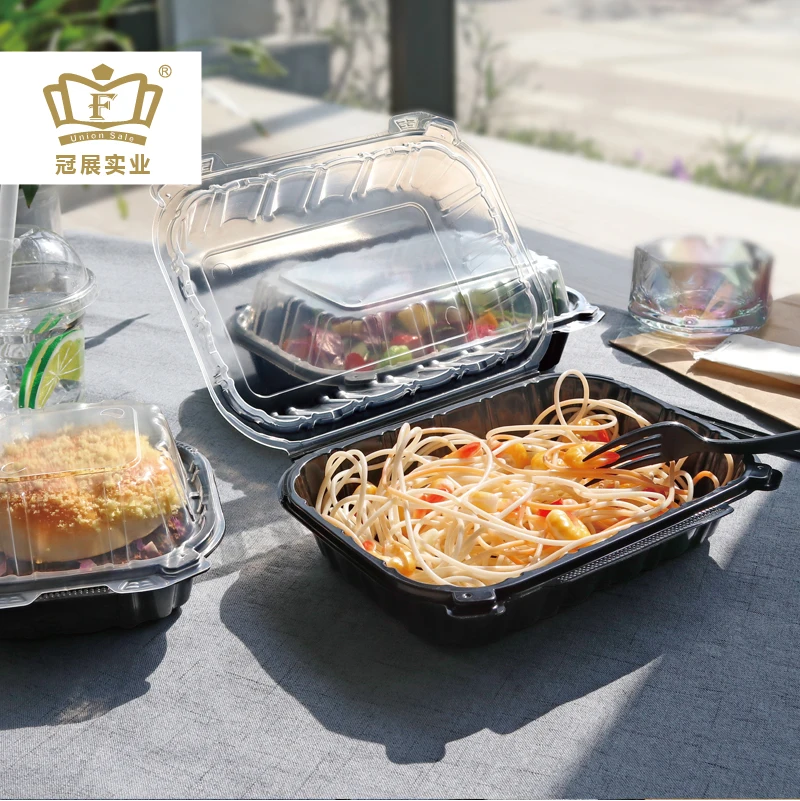 9x9 inch 3 Compartments Meal Freezer Biodegradable Container With lids For Food To Go Plastic Takeaway Lunch Box  mfpp clamshell