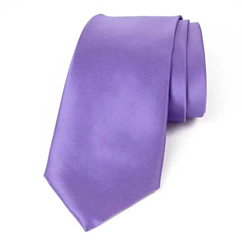 7cm wide Hand made solid neck ties fashion plain satin light violet purple Cravatte da uomo tie for men suits