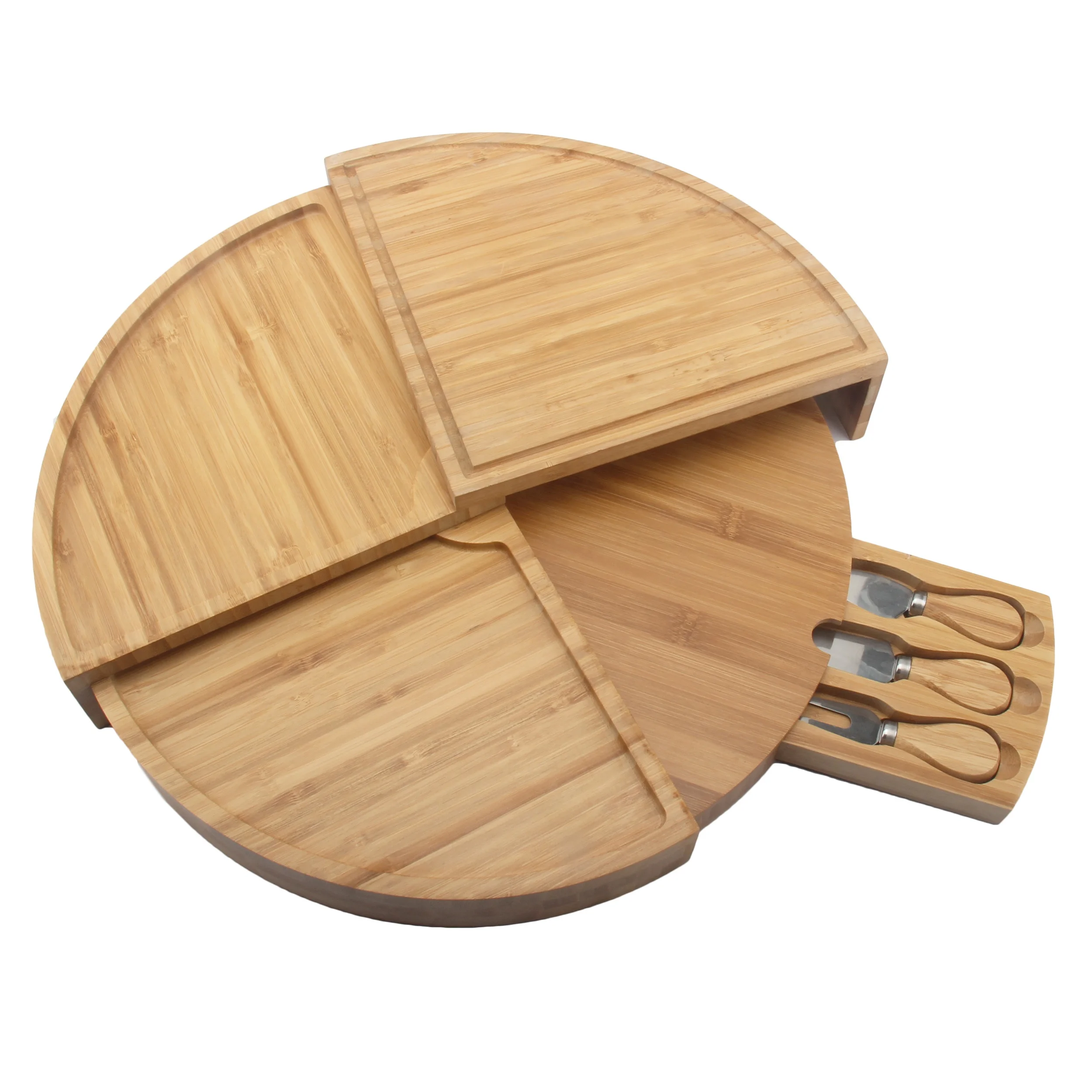 Hot Sale High Quality Collapsible Bamboo Cheese Board With Cheese Knife Set Serving Tray