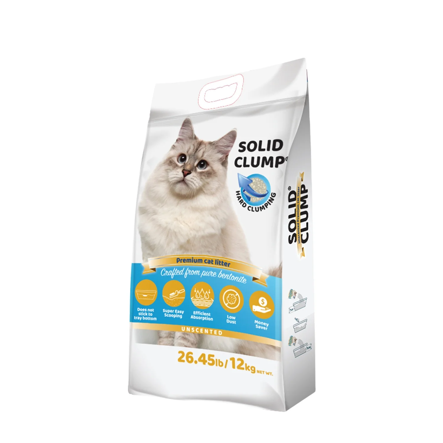 Solid Clump Feline Premium Bentonite Sand Cat Litter Best Scooping with Active Carbon Material for Odor Lock Bentonite Clay