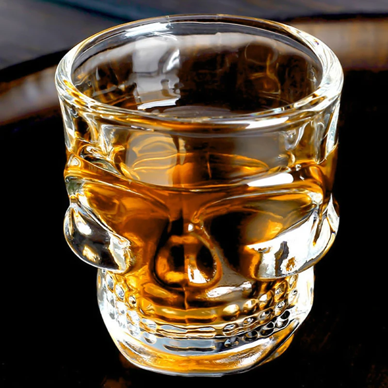 2Oz Skulls Wine Glass Soda Lime Glass Machine Made Wine Cup Transparent Skulls Colored Liquor Shot Glass
