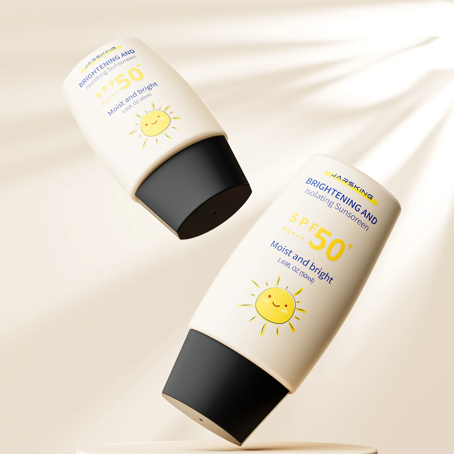 Luxury flat oval shape PE plastic cosmetics bb cream sunscreen squeeze bottle 30ml 50ml for sunscreen