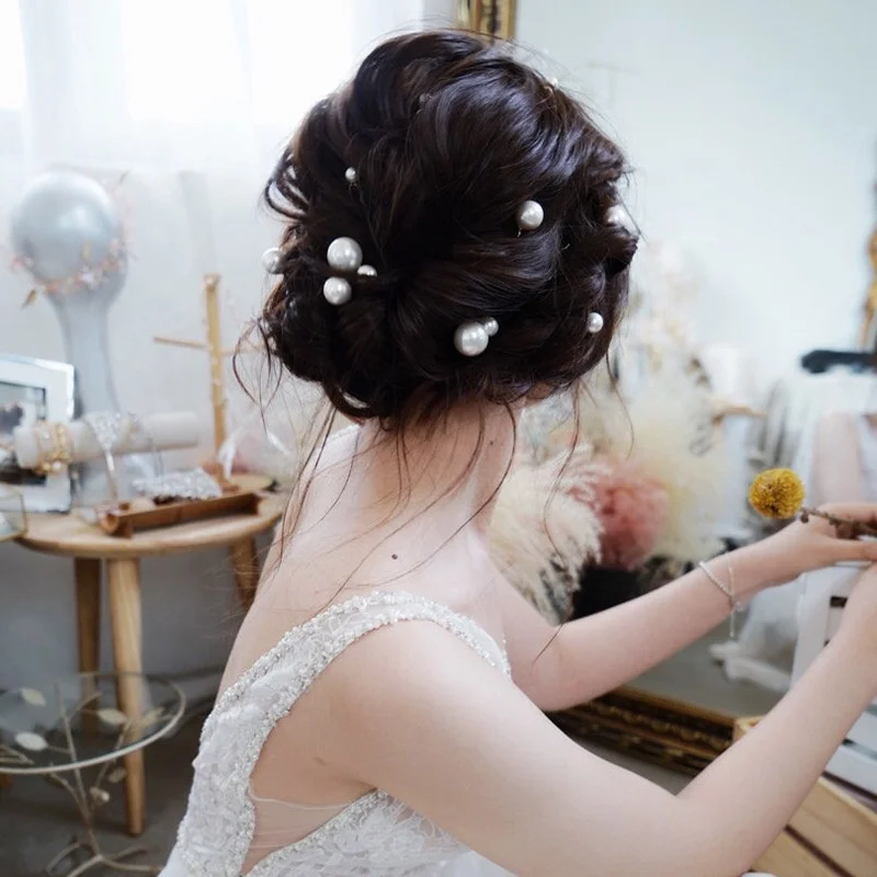 2022 New bridal headwear handmade hairpin Hair accessories Retro makeup Hairpin Pearl 18 hairpins
