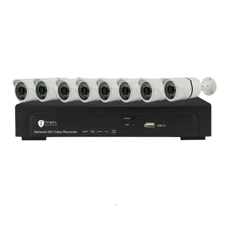 H.264 8ch CCTV Camera System / 8 CCTV Cameras / 8ch NVR Kit 1080P IP Camera System wireless outdoor security camera System