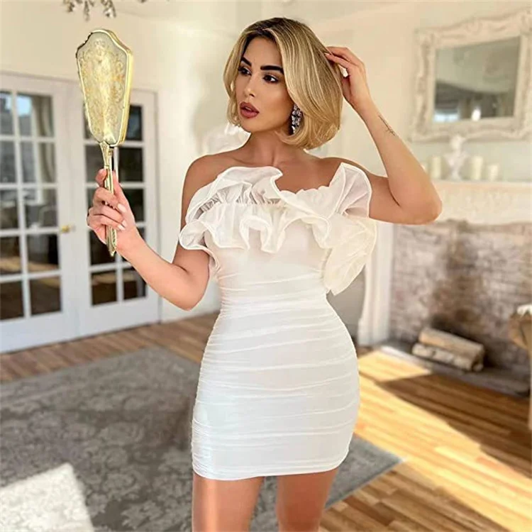 2023 European and American New Network Red Flower Blossom Dress Short Skirt Sexy Tight Top Dress