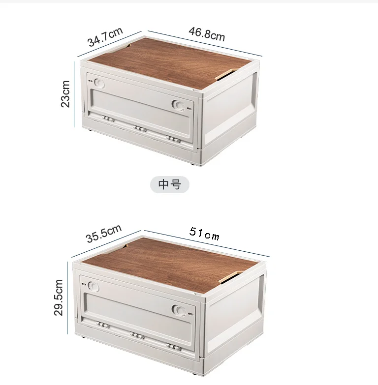 Outdoor folding storage box camping collapsible storage containers multifunctional foldable storage box with wooden lid