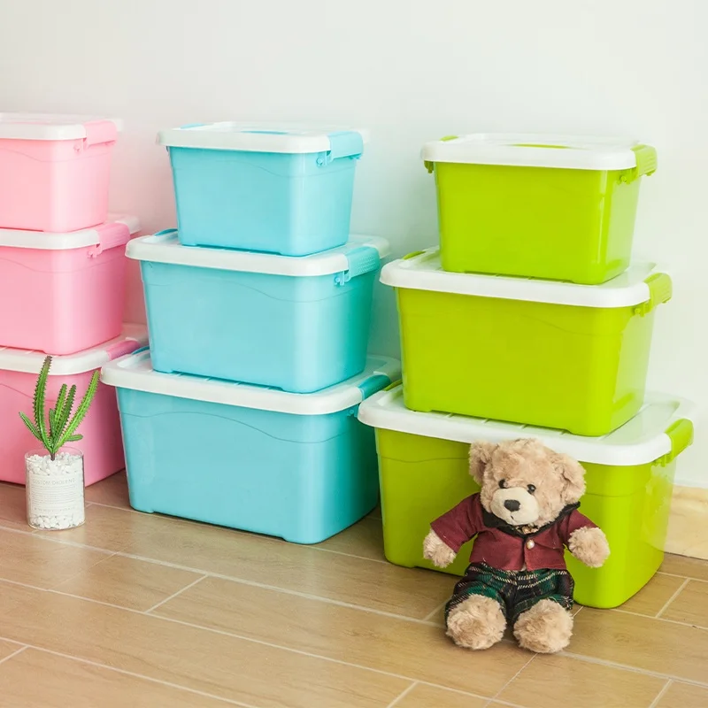 Colorful Multifunction Plastic Big Stackable Storage Latch Box Storage Tote Organizing Container With Durable Lid With Handle