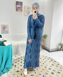 Custom Latest Fashion Pleated Abaya Solid Color Long Muslim Dress Modest Islamic Clothing High Quality Dubai Abaya  For Women