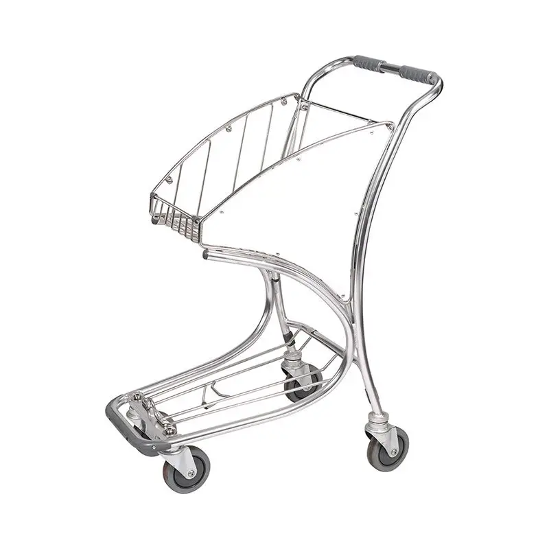 4 Wheel Shop Shopping Trolleys Hand Carts Airport Luggage Trolley Cart Modern Aluminium Alloy Airport Trolley with handle brake