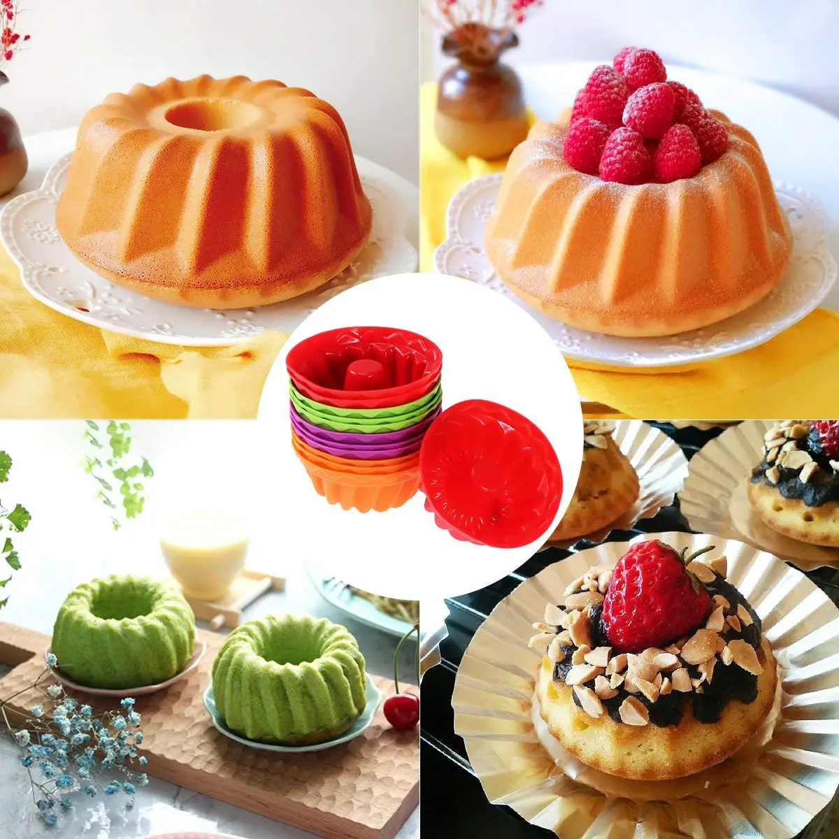 Round silicone rubber cake mold making soap ice cream fondant 3d mould for baking
