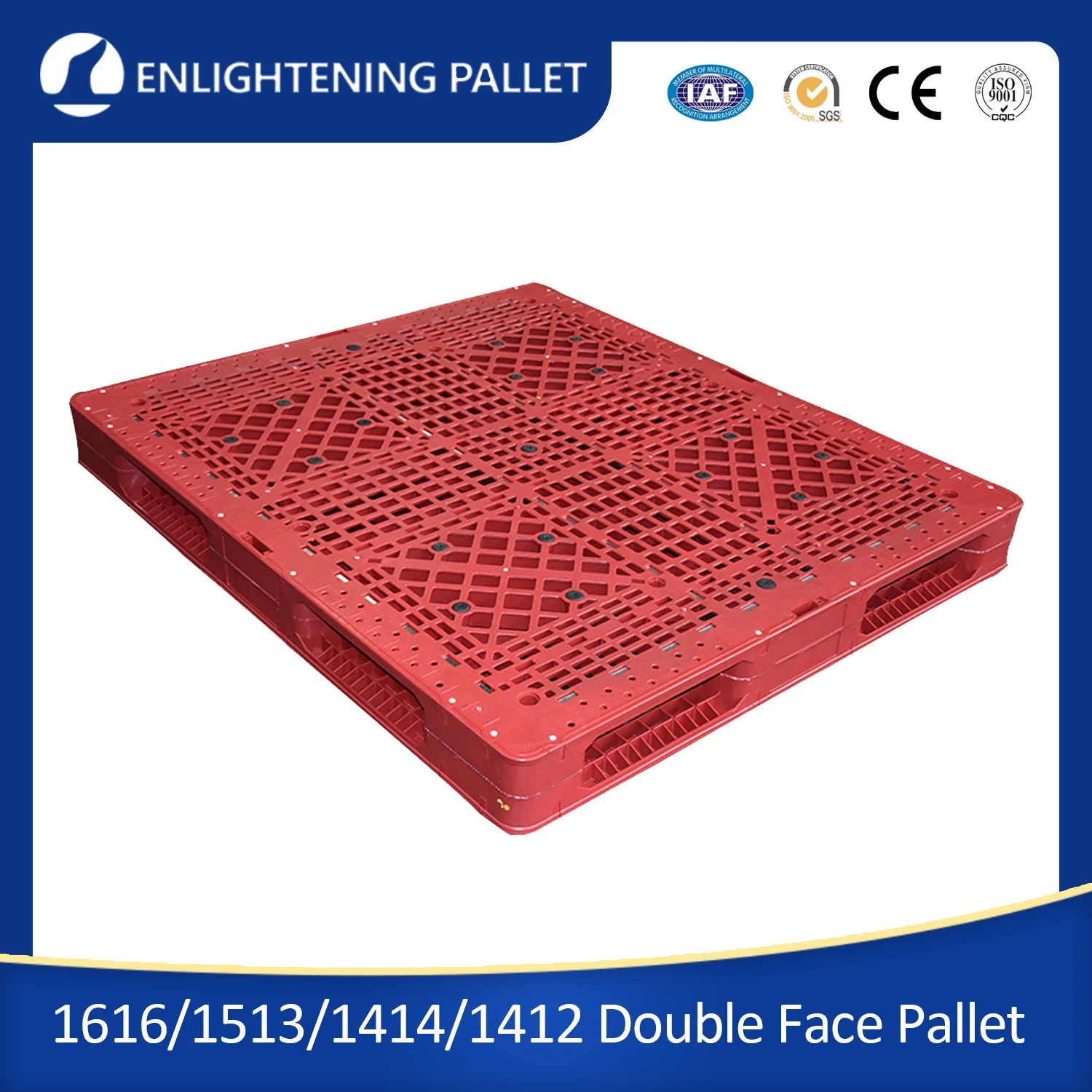 Heavy Duty Load Warehouse Rice Stacking Pallet Large Plastic with Double Beam 1200x1000x150 for Big Bag