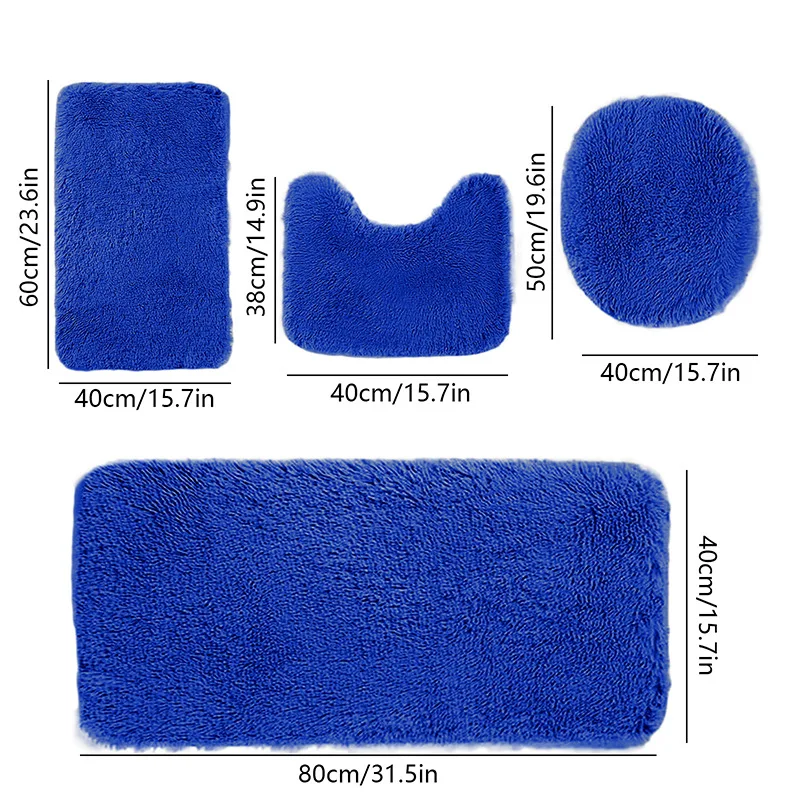 Solid Colored Filament Hair Toilet Cover Rug Faux Fur Carpet toilet bath plush floor mat