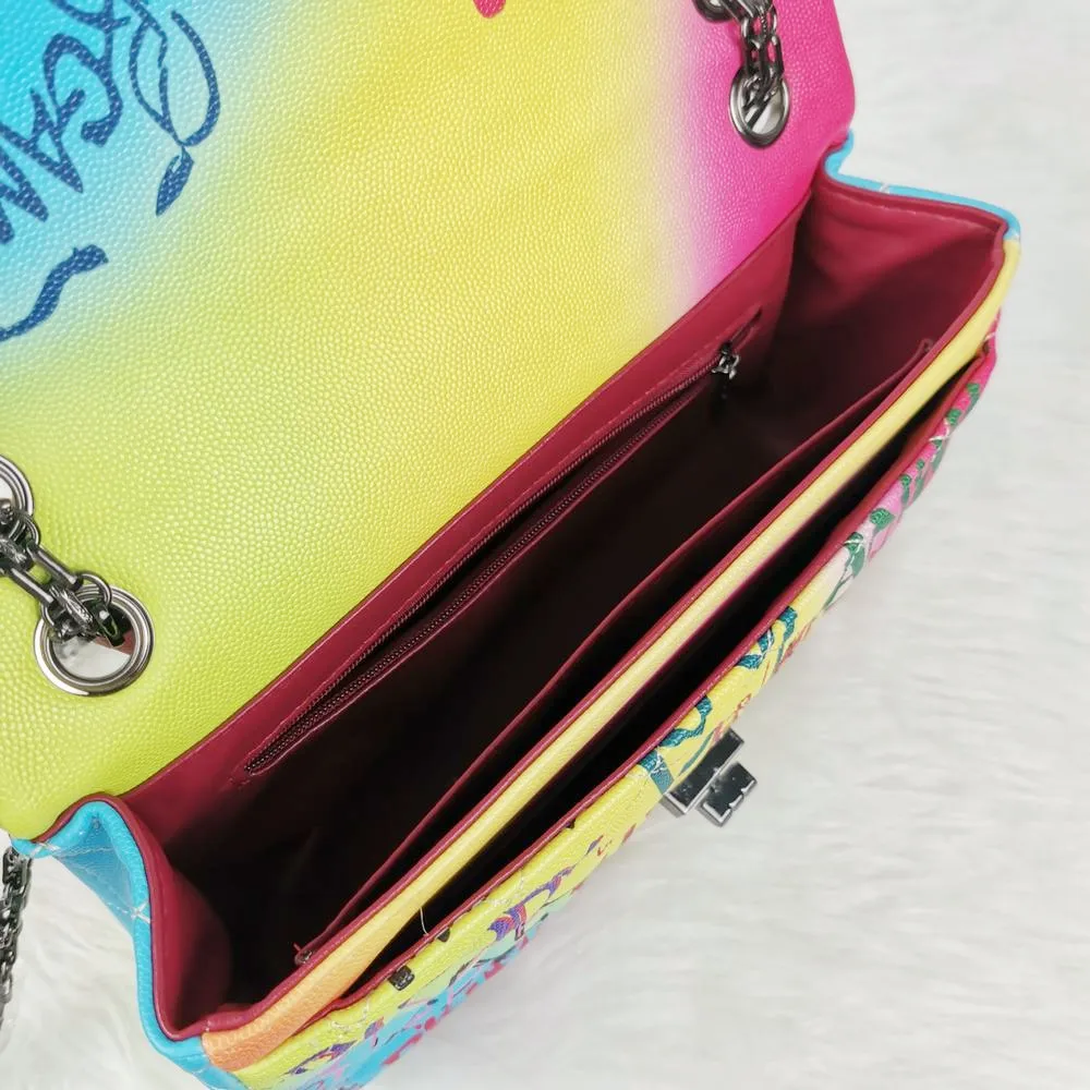 TS9018 2021 Hot Selling Latest Graffiti Bag For Women Designer Leather Graffiti Purse With Chain Bag Ladies Graffiti Handbag