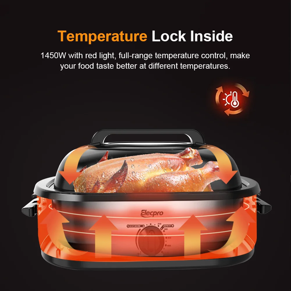 18QT Factory Wholesale Portable Mechanical Temperature Control Electric Turkey Roaster Oven