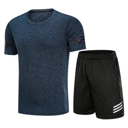 Customized LOGO men summer running wear sew two piece slim fit jogging wholesale fitness compression tights sweat suits