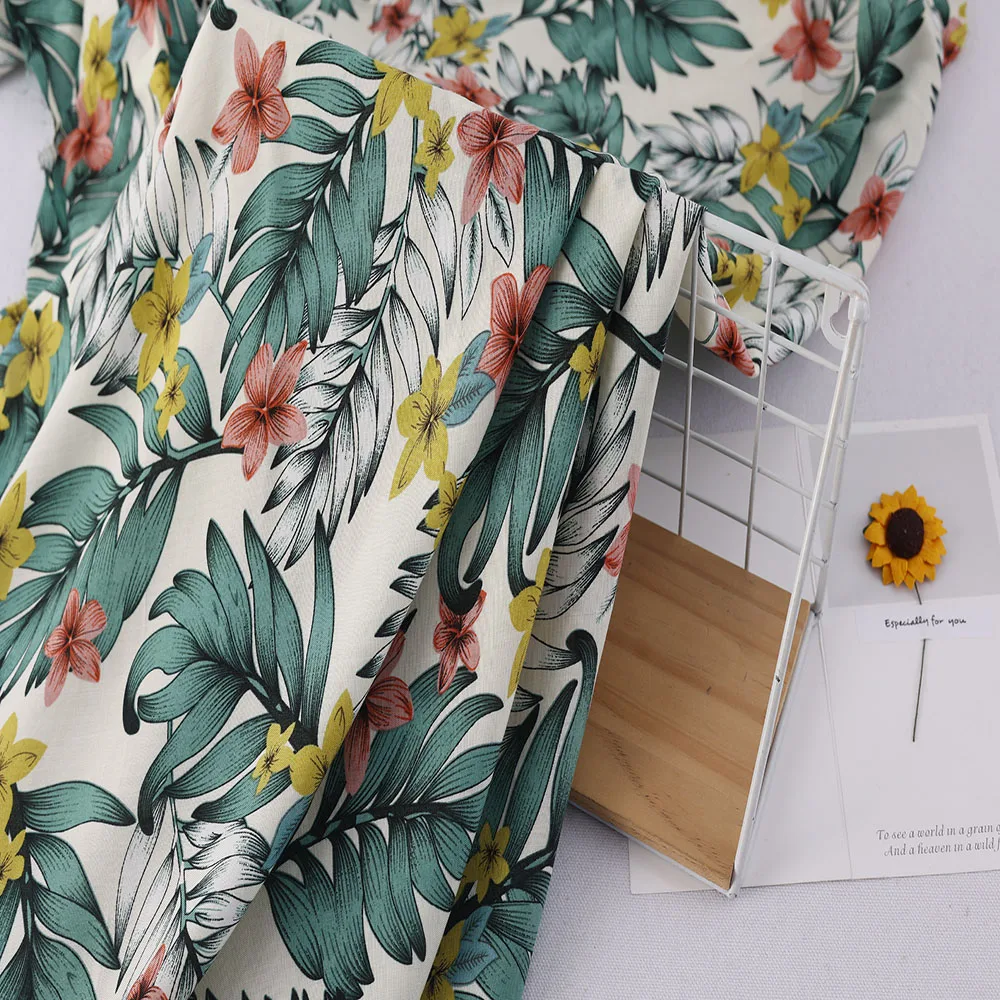 2023 Smooth Rayon Fabric 100% Viscose Spun Rayon Printed Floral Summer Dress