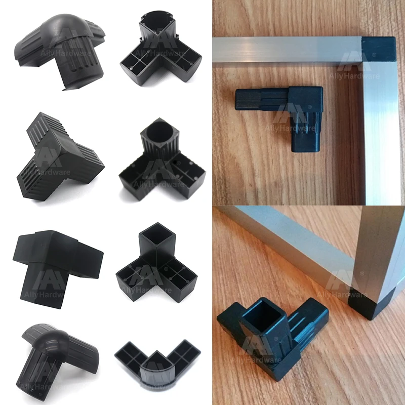window hardware accessories 3 way aluminium square tube plastic corner connectors