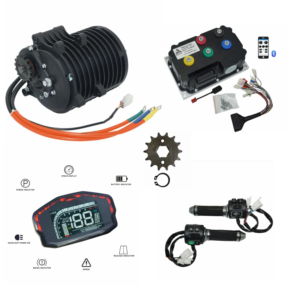 QS MOTOR 138 3000W Mid Drive Motor V3 70H 5500W Max Continuous 72V 100KPH With Gearbox used for electric light motorcycle