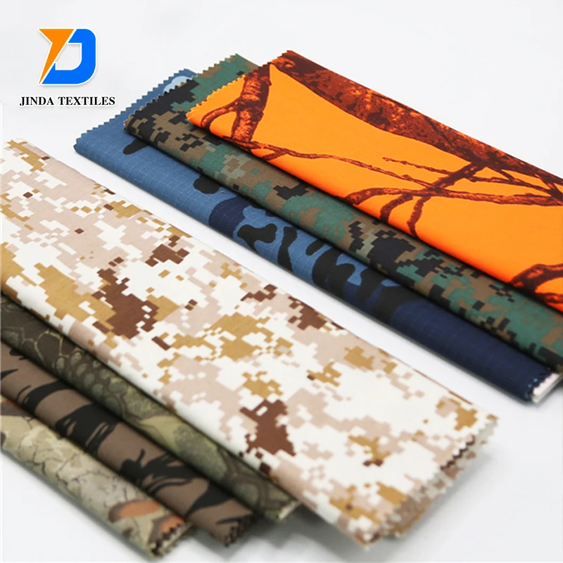 Jinda custom  digital  waterproof cotton twill outdoor polyester cheap ripstop   camouflage fabric