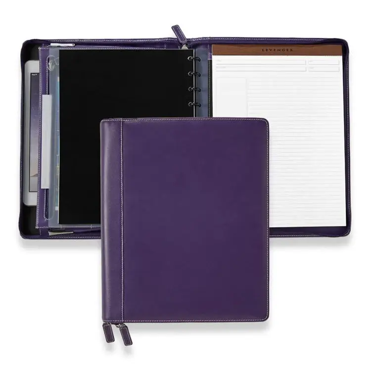 Personalized Design Padfolio Documents File Holder Organizer Leather Zipper Portfolio