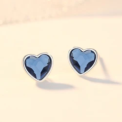 Cute S925 Austrian Crystal Heart Ocean Stud Earrings Bracelet Necklace