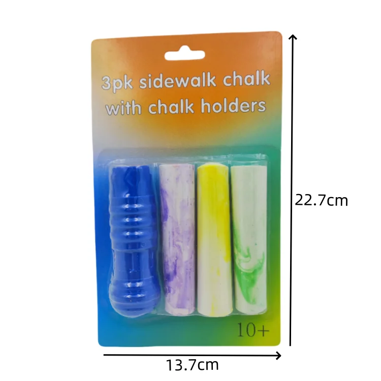 Factory Hot Sell Washable Dustless sports chalk Sidewalk Chalk 3 Colors magnesium carbonate Material with Plastic Chalk Holder